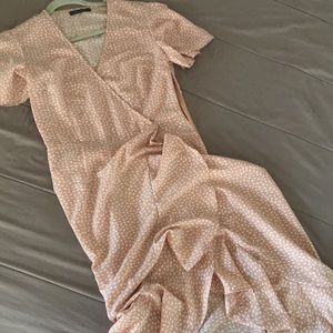 High low belle sleeve dress